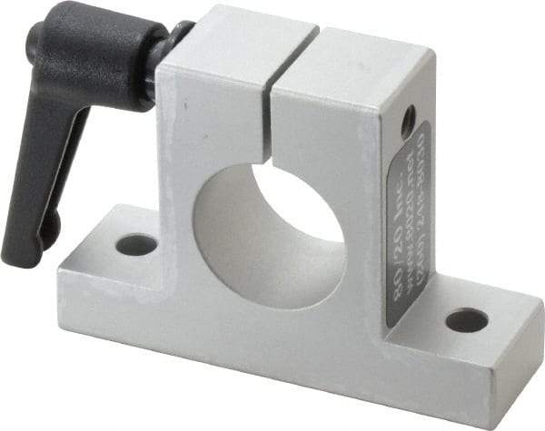 80/20 Inc. - 3 Inch Wide x 2-1/8 Inch High x 7/8 Inch Deep Horizontal Quick Clamp - 1.004 Inch Hole x 0.257 Inch Bolt Hole Diameter - Exact Tool & Supply