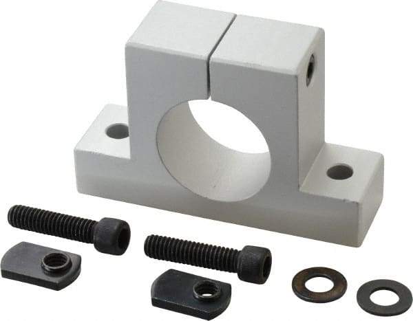 80/20 Inc. - 3-7/8 Inch Wide x 2-1/2 Inch High x 1-1/8 Inch Deep Single Horizontal Base - 1.505 Inch Hole x 0.328 Inch Bolt Hole Diameter - Exact Tool & Supply