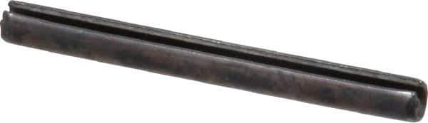 Made in USA - 1/8" Diam x 1-1/4" Long Slotted Spring Pin - Grade 1070-1090 Alloy Steel, Black Oxide Finish - Exact Tool & Supply