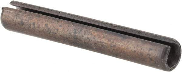 Made in USA - 3/16" Diam x 1-1/4" Long Slotted Spring Pin - Grade 1070-1090 Alloy Steel, Black Oxide Finish - Exact Tool & Supply