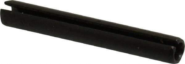 Made in USA - 3/16" Diam x 1-3/8" Long Slotted Spring Pin - Grade 1070-1090 Alloy Steel, Black Oxide Finish - Exact Tool & Supply