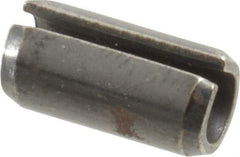 Made in USA - 1/4" Diam x 1/2" Long Slotted Spring Pin - Grade 1070-1090 Alloy Steel, Black Oxide Finish - Exact Tool & Supply