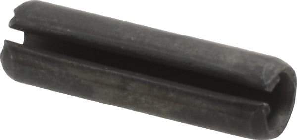 Made in USA - 1/4" Diam x 7/8" Long Slotted Spring Pin - Grade 1070-1090 Alloy Steel, Black Oxide Finish - Exact Tool & Supply