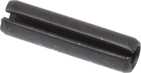 Made in USA - 1/4" Diam x 1" Long Slotted Spring Pin - Grade 1070-1090 Alloy Steel, Black Oxide Finish - Exact Tool & Supply