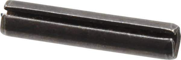 Made in USA - 1/4" Diam x 1-1/4" Long Slotted Spring Pin - Grade 1070-1090 Alloy Steel, Black Oxide Finish - Exact Tool & Supply