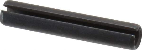 Made in USA - 1/4" Diam x 1-3/8" Long Slotted Spring Pin - Grade 1070-1090 Alloy Steel, Black Oxide Finish - Exact Tool & Supply