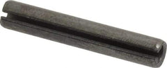 Made in USA - 1/4" Diam x 1-1/2" Long Slotted Spring Pin - Grade 1070-1090 Alloy Steel, Black Oxide Finish - Exact Tool & Supply