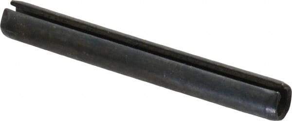 Made in USA - 1/4" Diam x 2" Long Slotted Spring Pin - Grade 1070-1090 Alloy Steel, Black Oxide Finish - Exact Tool & Supply