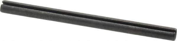 Made in USA - 1/4" Diam x 3-1/2" Long Slotted Spring Pin - Grade 1070-1090 Alloy Steel, Black Oxide Finish - Exact Tool & Supply