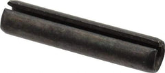 Made in USA - 5/16" Diam x 1-1/2" Long Slotted Spring Pin - Grade 1070-1090 Alloy Steel, Black Oxide Finish - Exact Tool & Supply