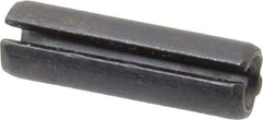 Made in USA - 3/8" Diam x 1-1/4" Long Slotted Spring Pin - Grade 1070-1090 Alloy Steel, Black Oxide Finish - Exact Tool & Supply