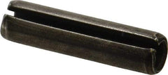 Made in USA - 3/8" Diam x 1-1/2" Long Slotted Spring Pin - Grade 1070-1090 Alloy Steel, Black Oxide Finish - Exact Tool & Supply
