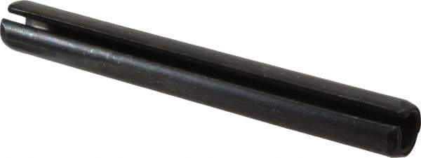 Made in USA - 3/8" Diam x 3-1/4" Long Slotted Spring Pin - Grade 1070-1090 Alloy Steel, Black Oxide Finish - Exact Tool & Supply