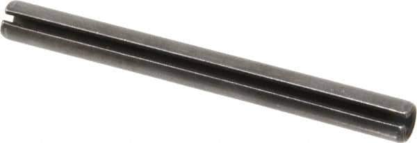 Made in USA - 3/8" Diam x 4" Long Slotted Spring Pin - Grade 1070-1090 Alloy Steel, Black Oxide Finish - Exact Tool & Supply