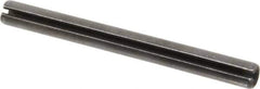 Made in USA - 3/8" Diam x 4" Long Slotted Spring Pin - Grade 1070-1090 Alloy Steel, Black Oxide Finish - Exact Tool & Supply