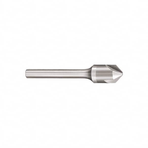 SGS - 3/4" Head Diam, 1/2" Shank Diam, 3 Flute 60° Solid Carbide Countersink - Exact Tool & Supply