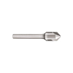 SGS - 1/4" Head Diam, 1/4" Shank Diam, 3 Flute 90° Solid Carbide Countersink - Bright Finish, 2" OAL, Single End, Straight Shank, Right Hand Cut - Exact Tool & Supply