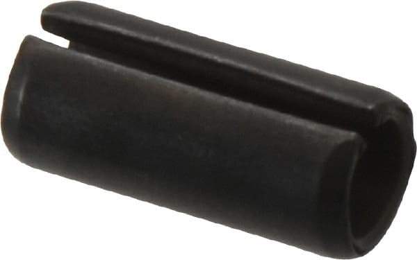 Made in USA - 7/16" Diam x 1" Long Slotted Spring Pin - Grade 1070-1090 Alloy Steel, Black Oxide Finish - Exact Tool & Supply