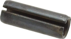 Made in USA - 7/16" Diam x 1-1/4" Long Slotted Spring Pin - Grade 1070-1090 Alloy Steel, Black Oxide Finish - Exact Tool & Supply