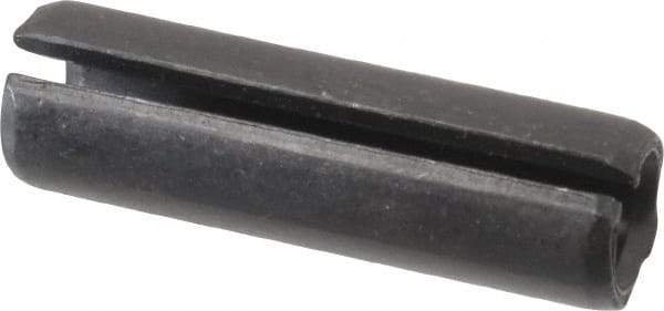 Made in USA - 7/16" Diam x 1-1/2" Long Slotted Spring Pin - Grade 1070-1090 Alloy Steel, Black Oxide Finish - Exact Tool & Supply