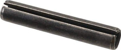 Made in USA - 7/16" Diam x 2-1/2" Long Slotted Spring Pin - Grade 1070-1090 Alloy Steel, Black Oxide Finish - Exact Tool & Supply