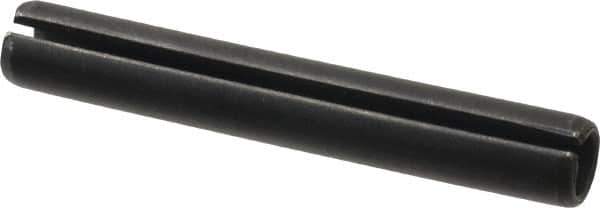 Made in USA - 7/16" Diam x 3" Long Slotted Spring Pin - Grade 1070-1090 Alloy Steel, Black Oxide Finish - Exact Tool & Supply