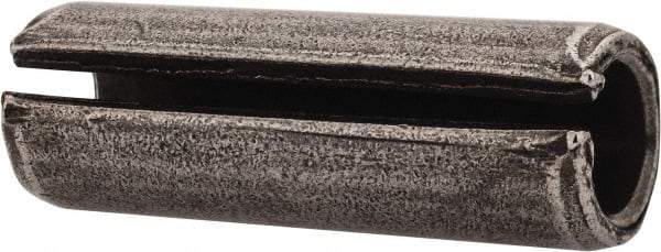 Made in USA - 1/2" Diam x 1-1/2" Long Slotted Spring Pin - Grade 1070-1090 Alloy Steel, Black Oxide Finish - Exact Tool & Supply