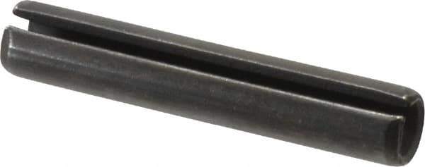 Made in USA - 1/2" Diam x 2-3/4" Long Slotted Spring Pin - Grade 1070-1090 Alloy Steel, Black Oxide Finish - Exact Tool & Supply