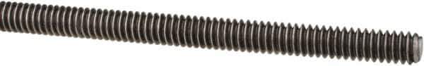 Made in USA - 1/4-20 UNC (Coarse), 3' Long, Low Carbon Steel Threaded Rod - Oil Finish Finish, Right Hand Thread - Exact Tool & Supply