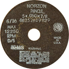 Norton - 5" Ceramic Cutoff Wheel - 1/16" Thick, 7/8" Arbor - Exact Tool & Supply