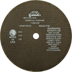 Norton - 8" Aluminum Oxide Cutoff Wheel - 1/16" Thick, 5/8" Arbor - Exact Tool & Supply
