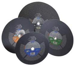 Norton - 14" 16 Grit Silicon Carbide Cutoff Wheel - 3/16" Thick, 1" Arbor, 4,365 Max RPM, Use with Portable Tools - Exact Tool & Supply
