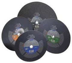 Norton - 14" 16 Grit Silicon Carbide Cutoff Wheel - 3/16" Thick, 1" Arbor, 4,365 Max RPM, Use with Portable Tools - Exact Tool & Supply