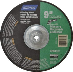 Norton - 24 Grit, 9" Wheel Diam, 1/4" Wheel Thickness, Type 27 Depressed Center Wheel - Silicon Carbide, 6,600 Max RPM, Compatible with Angle Grinder - Exact Tool & Supply