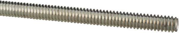 Made in USA - 1/4-20 UNC (Coarse), 3' Long, Low Carbon Steel Threaded Rod - Zinc-Plated Finish, Right Hand Thread - Exact Tool & Supply