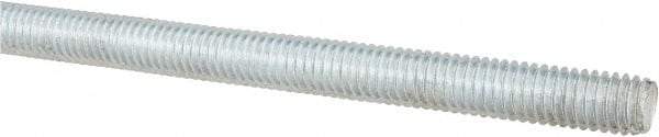 Made in USA - 3/8-16 UNC (Coarse), 3' Long, Low Carbon Steel Threaded Rod - Zinc-Plated Finish, Right Hand Thread - Exact Tool & Supply