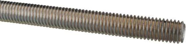 Made in USA - 1/2-13 UNC (Coarse), 3' Long, Low Carbon Steel Threaded Rod - Zinc-Plated Finish, Right Hand Thread - Exact Tool & Supply