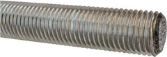 Made in USA - 1-1/4-7 UNC (Coarse), 3' Long, Low Carbon Steel Threaded Rod - Zinc-Plated Finish, Right Hand Thread - Exact Tool & Supply