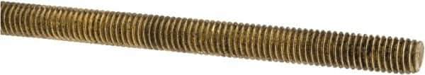 Made in USA - #10-32 UNF (Fine), 3' Long, Brass Threaded Rod - Right Hand Thread - Exact Tool & Supply