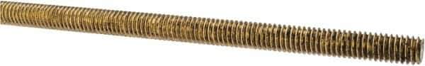 Made in USA - 5/16-18 UNC (Coarse), 3' Long, Brass Threaded Rod - Right Hand Thread - Exact Tool & Supply