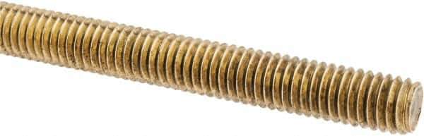 Made in USA - 3/8-16 UNC (Coarse), 3' Long, Brass Threaded Rod - Right Hand Thread - Exact Tool & Supply