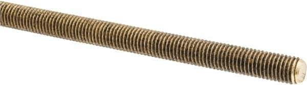 Made in USA - 1/4-28 UNF (Fine), 3' Long, Brass Threaded Rod - Right Hand Thread - Exact Tool & Supply