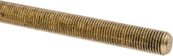 Made in USA - 3/8-24 UNF (Fine), 3' Long, Brass Threaded Rod - Right Hand Thread - Exact Tool & Supply