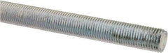 Made in USA - 3/8-24 UNF (Fine), 3' Long, Low Carbon Steel Threaded Rod - Zinc-Plated Finish, Right Hand Thread - Exact Tool & Supply