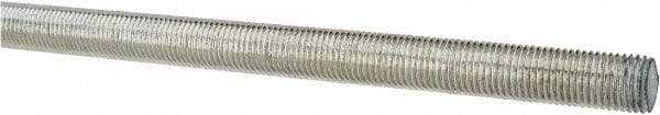 Made in USA - 7/16-20 UNF (Fine), 3' Long, Low Carbon Steel Threaded Rod - Zinc-Plated Finish, Right Hand Thread - Exact Tool & Supply