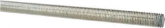 Made in USA - 7/16-20 UNF (Fine), 3' Long, Low Carbon Steel Threaded Rod - Zinc-Plated Finish, Right Hand Thread - Exact Tool & Supply