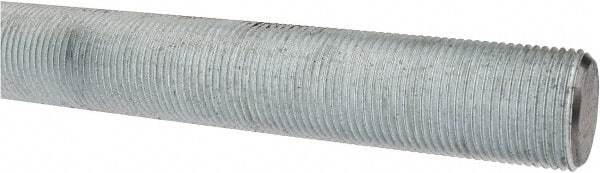 Made in USA - 1-14 UNF (Fine), 3' Long, Low Carbon Steel Threaded Rod - Zinc-Plated Finish, Right Hand Thread - Exact Tool & Supply