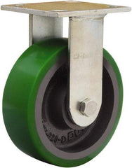 Hamilton - 6" Diam x 2" Wide x 7-1/2" OAH Top Plate Mount Rigid Caster - Polyurethane Mold onto Cast Iron Center, 1,200 Lb Capacity, Sealed Precision Ball Bearing, 4 x 4-1/2" Plate - Exact Tool & Supply