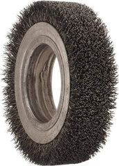 Osborn - 4-1/4" OD, 2" Arbor Hole, Crimped Steel Wheel Brush - 1" Face Width, 3/4" Trim Length, 0.0118" Filament Diam, 6,000 RPM - Exact Tool & Supply