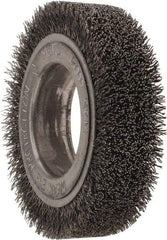 Osborn - 4-1/4" OD, 2" Arbor Hole, Crimped Steel Wheel Brush - 1" Face Width, 3/4" Trim Length, 0.014" Filament Diam, 6,000 RPM - Exact Tool & Supply